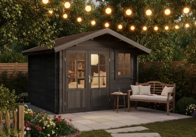 Produktbild von Alpholz Gartenhaus Set Palermo 331x331cm Imprägn. mit Boden & Dacheind.
