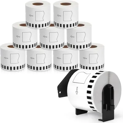 Produktbild von Phomemo 10x DK22205 kompatibel mit Brother QL-550 QL570 QL-800 QL 820NWB Etikettendrucker (6.2 cm x 30.4 m) Kontinuierliche Etikettenpapierrolle