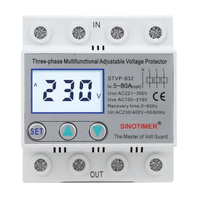 Zdjęcie produktu dla Regulowany 3-fazowy wielofunkcyjny automatyczny reset LCD STVP-932 230 V 400 V AC (80 A)