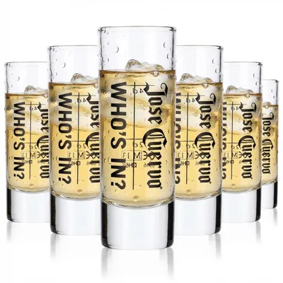 Produktbild von 6x Jose Cuervo Tequila Glas 2cl/4cl Shotglas Stamper  "Who´s in"