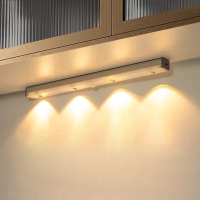 Produktbild von 30CM Kabellos Led Schrankbeleuchtung Mit Bewegungsmelder, USB Wiederaufladbare Dimmbare Unterbauleuchte, Küche Schrank Treppe Küchenleuchte Led Schranklicht, Warmweiß
