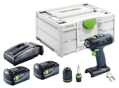 Immagine prodotto di Trapano avvitatore a batteria Festool T 18+3-Basic 18 V 50 Nm Brushless + 2 batterie da 5,0 Ah + caricabatterie + Systainer