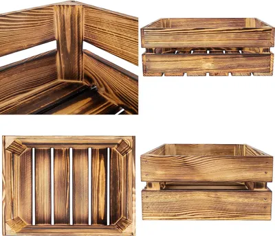 Immagine prodotto di Creative Deco Scatola di Legno Bruciato | 40x30x15 cm | Scatola di Legno in Stile Vintage | Ideale per la Conservazione Oggetti per la Decorazione DIY