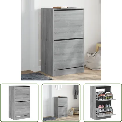 Obrázek produktu pro The Living Store Botník se 2 chlopněmi Grey Sonoma 60x42x108 cm