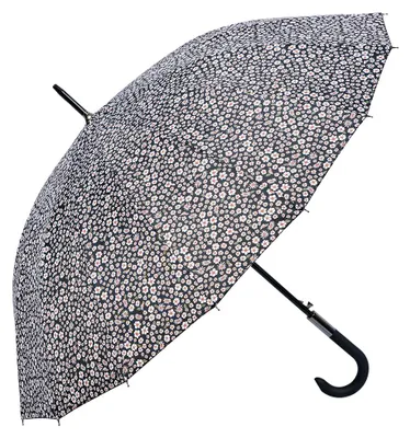 Produktbild von Clayre & Eef Erwachsenen-Regenschirm 90 cm Schwarz Polyester Blumen