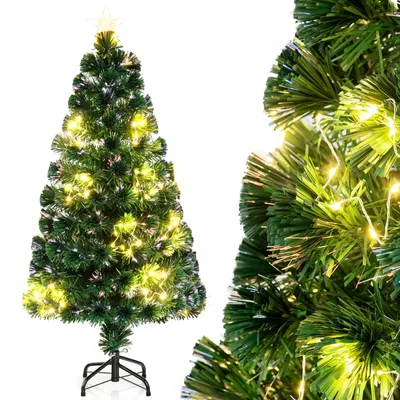 Produktbild von KOMFOTTEU 120 cm künstlicher Weihnachtsbaum, beleuchteter Tannenbaum mit 15 warmweißen Lichtsträngen & Sternspitze, Christbaum für Zuhause, Partys & Büros