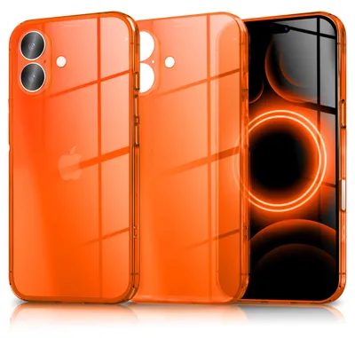 Produktbild von Hülle "Vibe" für iPhone 17 - Neon Bunt Leuchtende Handyhülle Durchsichtig Soft Cover TPU Schutzhülle -  Orange