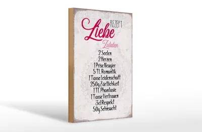 Produktbild von Holzschild Spruch 20x30cm Rezept Liebe Zutaten Schild
