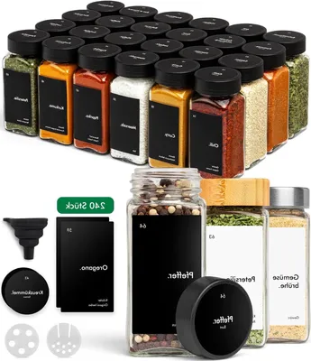 Produktbild von Gewürzbehälter-Set – Gewürzgläser – Küchenorganisation – Luftdichte Aufbewahrung – 24 x 120 ml – Schwarz