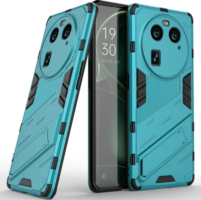 Produktbild von Armor Hülle für Oppo Find X6, Hybrid PC TPU Bumper Stoßfestes Schutzhülle mit Standfunktion Blau