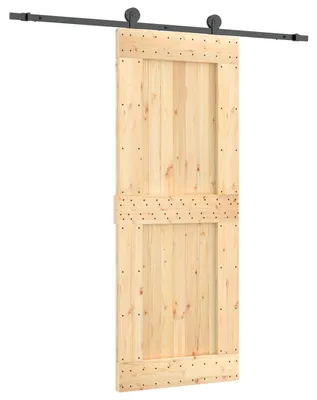 Produktbild von vidaXL Schiebetür Natürlich und Schwarz 80 x 210 cm Massivkiefer