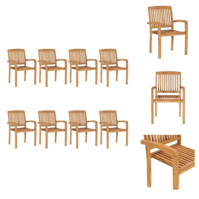 Produktbild von vidaXL Stapelbare Gartenstühle 8 Stk. Massivholz Teak -  Gartenstühle