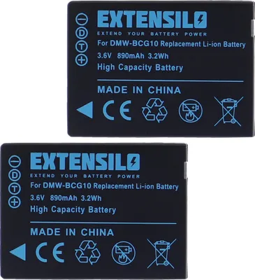 Produktbild von EXTENSILO 2x Akku Ersatz für Panasonic DMW-BCG10E, DMW-BCG10 für Kamera (890 mAh, 3,6 V, Li-Ion)