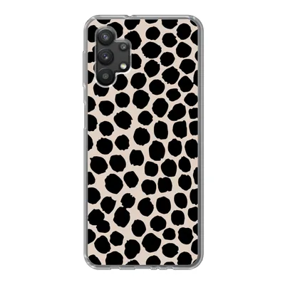 Produktbild von MuchoWow® Handyhülle Schutzhülle Hülle für Samsung Galaxy A32 5G Polka dots - Schwarz - Beige Silikon Softcase Handy Hülle - Softcase