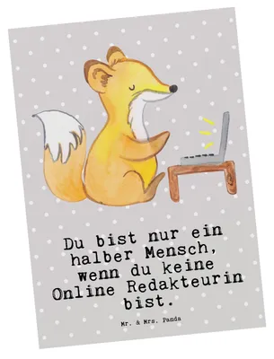 Produktbild von Mr. & Mrs. Panda Postkarte Online Redakteurin Herz - Grau Pastell - Geschenk, bildkarte, Postkarten, Ansichtskarten, Fotokarte, Ansichtskarte