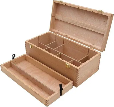 Produktbild von Gross XL Werkzeugkoffer - Holzmalerkiste - Holzstiftkiste - Werkzeugkoffer mit Transporteinfassung