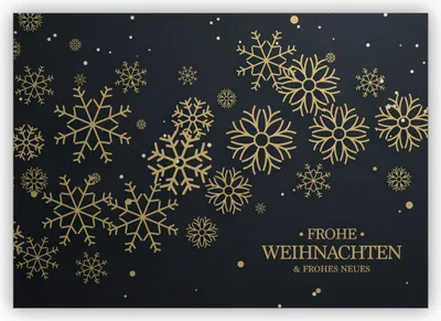Produktbild von Edle moderne Schneeflocken Weihnachtskarte: Frohe Weihnachten & frohes Neues