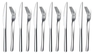 Produktbild von 12-teiliges Steakbesteckset aus Edelstahl, 6 Tafelgabeln und 6 Tafelmessern, für 6 Personen, hochglanzpoliert, spülmaschinenfest