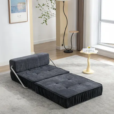 Produktbild von okwish Sofastuhl mit abnehmbaren Kissen, Einzel Sofa mit Schlaffunktion, Futon-Schlafsessel für kleine Wohnungen, Grau