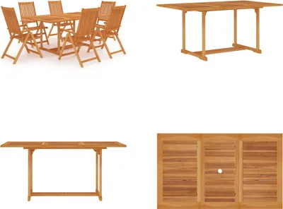 Produktbild von vidaXL 7 tlg. Garten Essgruppe Massivholz Teak - Garten-Essgruppe - Garten-Essgruppen - Gartenmöbel-Set - Gartenmöbel-Sets