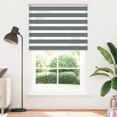Image de vidaXL Store double gris foncé 145x230cm Largeur du tissu 140,9 cm Polyester