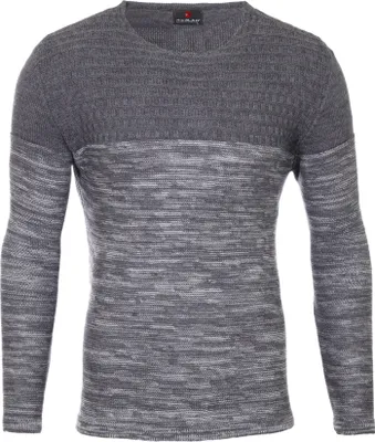 Produktbild von Reslad Strickpullover Herren-Pullover Melange Colorblock Rundhals Strick-Pulli RS-3124 Anthrazit S