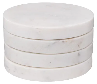 Productafbeelding van Secret de Gourmet | Tafelonderleggers - Set van 4 - Wit marmer - Elegant design - Hoogwaardig en duurzaam
