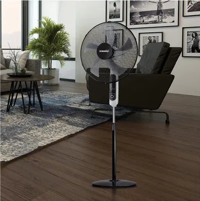 Produktbild von Termozeta Airzeta XL 5-flügeliger schwarzer Standventilator mit Fernbedienung und Zeitschaltuhr