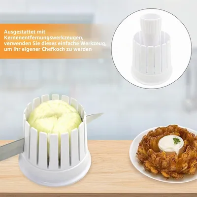 Produktbild von Zwiebelblütenformer und Zwiebelschneider, Küchenwerkzeug mit Kernentferner für Kartoffeln, Tomaten, Äpfel und Orangen