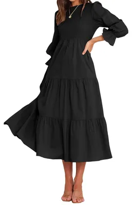 Produktbild von BTFBM Lässiges Damenkleid, langärmelig, Herbstkleid, einfarbig, entspannte Passf