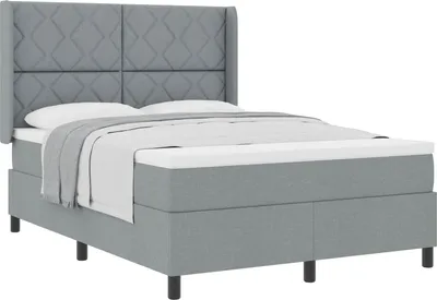 Produktbild von vidaXL Boxspringbett mit Matratze Hellgrau 140 x 190 cm Stoff