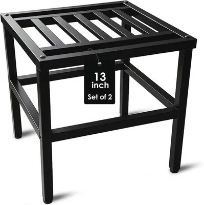 Produktbild von Famanu Pflanzenständer Set aus Metall, 33 cm hoch, stabil und rostbeständig, schwarze Blumentopfhalterung für große Blumentöpfe, innen und außen