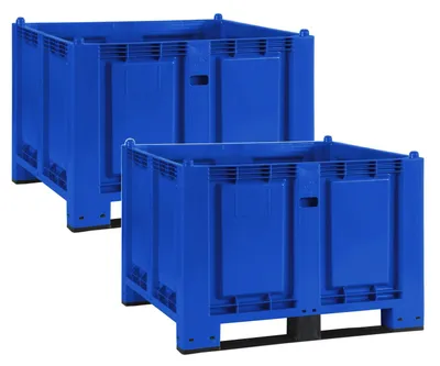 Produktbild von 2x Palettenbox mit 2 Kufen, LxBxH 1200x800x850 mm, blau