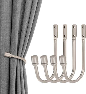 Imagen del producto de Soportes para cortinas de pared, de metal, juego de 4 unidades, 15,5 x 8 cm, para cortinas