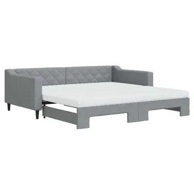 Produktbild von vidaXL Tagesbett Ausziehbar mit Matratze Hellgrau 100x200 cm Stoff