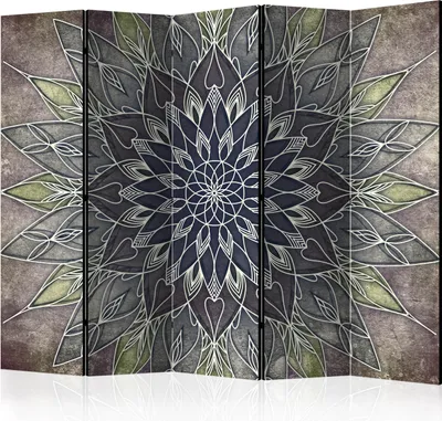 Produktbild von Akusticher Raumteiler Mandala Foto Paravent 225x172 cm beidseitig auf Vlies-Leinwand bedruckt Akustikschaum Trennwand Spanische Wand Sichtschutz Home Office Orient Boho Abstrakt f-A-0711-z-c