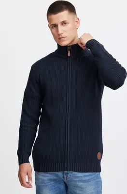 Produktbild von SOLID SDXenos Herren Strickjacke Cardigan Grobstrick Pullover mit Stehkragen 100% Baumwolle Regular fit