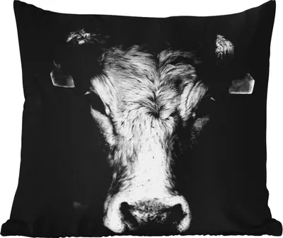 Produktbild von MuchoWow® Outdoor Kissen - Tiere - Kuh - Schwarz - Weiß - Kuhkopf - 40x40 cm - Wetterfest - Lounge Kissen - Kopfkissen - Interieur - Polster mit Bild