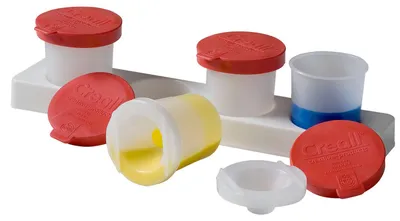 Obrázek produktu pro Creall - Nádoba proti připečení barvy sada 4 sklenic o objemu 320 ml s červenými víčky