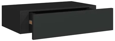 Image de vidaXL Étagère murale avec tiroir noir 40x23,5x10 cm MDF