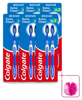 Imagen del producto de 6 cepillos de dientes Colgate Extra Clean, tamaño medio, pack económico, 6 unidades