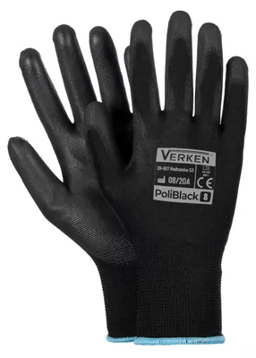 Produktbild von 12 Paar Montagehandschuhe Arbeitshandschuhe Polyester Polyurethan M-8 schwarz