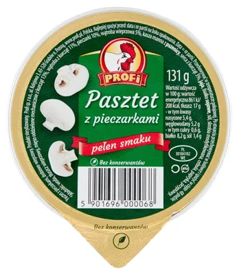 Zdjęcie produktu dla Profi Pasztet Z Pieczarkami Bez Konserwantów Bez Barwników 131g