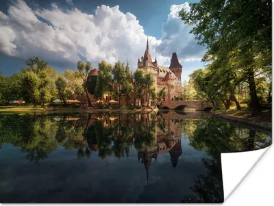 Produktbild von MuchoWow® Poster Schloss hinter den Bäumen 120x90 cm - Wandbild