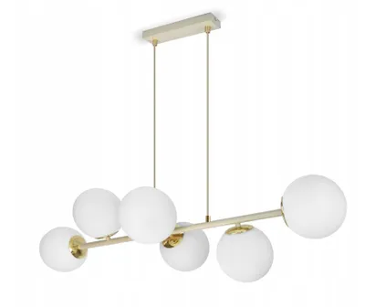 Zdjęcie produktu dla LUXOLAR Lampa wisząca 6-punktowa G9 LED 15W - żyrandol beżowo-złoty dla buira, jadalni, sypialni - styl nowoczesny, skandynawski, soft loft