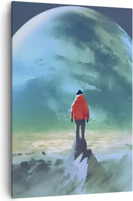 Produktbild von Bild auf Leinwand - Leinwandbild - Einteilig - Mann Planet - 70x100cm - Wand Bild - Wanddeko - Wandbilder - Leinwanddruck - Kunstdruck - Wanddekoration - Leinwand bilder - Wandbild - PA70x100-3869