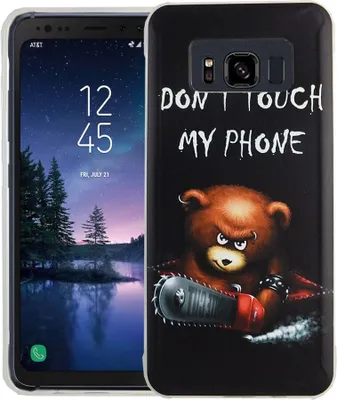 Produktbild von Handy Hülle für Samsung Galaxy S8 Active Cover Case Schutz Tasche Motiv Slim Silikon TPU Schriftzug Bär mit Kettensäge