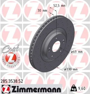 Produktbild von 2x ZIMMERMANN Bremsscheibe SPORT Z Vorne 285.3538.52