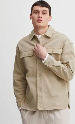 Produktbild von CASUAL FRIDAY CF0083 LS overshirt Herren Übergangsjacke Jacke Überhemd Hemdjacke Unifarben Twill-Optik Brusttaschen Hochwertige Baumwoll-Qualität