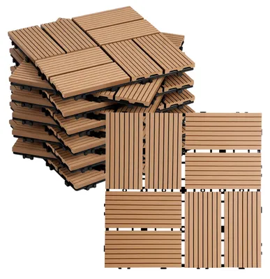 Produktbild von Vigevee WPC Terrassenfliesen 30x30 cm Teakfarben 88 Stück 8 m² Klickfliesen Garten Balkon